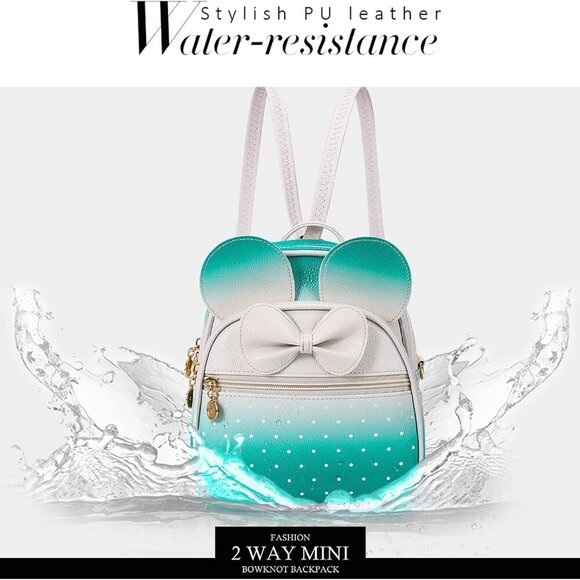 Girls Bowknot Polka Dot Cute Mini Backpack Small Daypacks Convertible Shoulder B - Picture 6 of 7